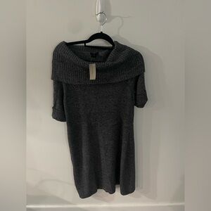 Ann Taylor Gray Ribbed Off-the-Shoulder Sweater